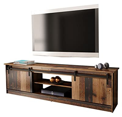 Mirjan24 Meuble TV Lowboard Otemna, Meuble TV avec système de porte coulissante, meuble TV, meuble de télévision, table de télévision, tableau TV, armoire, banc TV (Old Wood)