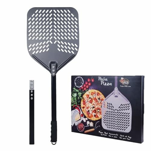 Pizzaspade dubbel storlek 79–110 cm. Aluminiumspade, perforerad pizzaspade – ny professionell håldesign för bakning av pizza, bröd och focaccia Orso chef.