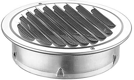 MFFIRE Stainless Steel Air Outlet Vents Round Louver Grille Cover Wall Air Soffit Vents Flat Ducting Air Ventilation Outlet Hood with Screen Mesh for Wall Ceiling,150mm