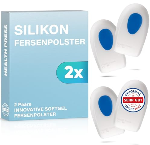 Health Press Battitacco in silicone – 2 paia (4 pezzi) di cuscini per tallone, taglia M, inserti in gel per tallone, cuscinetti per scarpe in gel morbido – solette per tallone di alta qualità