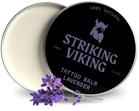 Striking Viking Tattoo Aftercare Balm - Lavender, 3.5 Oz, Pack of 1 - Moisturizing & Healing for Tattoo Aftercare - Soothing Lavender Moisturizing Cream - Brightening Cream for Color Enhancement