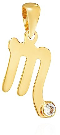 NKlaus Kettenanhänger Sternzeichen 333 Gelb Gold 8 Kt Zirkonia Weiß Talisman