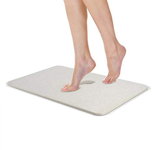 Badmatta Av Kiselsten, Halkfri Superabsorberande Snabbtorkande Badrumsgolvmatta Duschmatta för Framför Badkar, Duschrum, Handfat (vit)