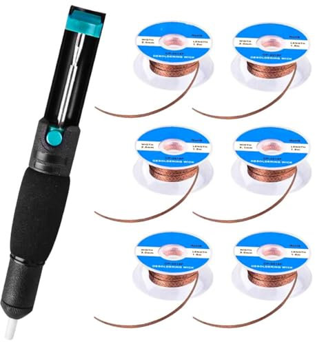 CENPEK Entlötpumpe, Vakuumpumpe, Lötentfernungswerkzeug Mit 6 Stück Lötdocht Für PCB-Leiterplatten