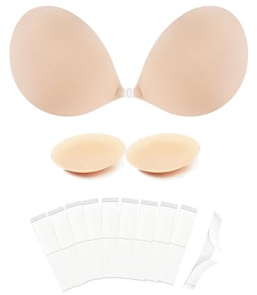 Egussi Soutien-Gorge Adhésif Push-up Sans Bretelles Pour Femme, Invisible Réutilisable Auto-Adhésif, Cache-tétons Pour Robe Sans Bretelles, Nuque