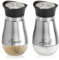 COM-FOUR® Set saliera e pepe da 2 pezzi in acciaio inossidabile e vetro - contenitore per spezie con etichetta - shaker per spezie in cucina e ristorazione - dispenser (Set da 2 pezzi - argento)