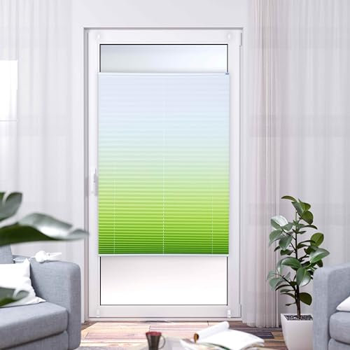 K-Home® Klemmfix-Plissee Farbverlauf Grün B55 x H130 cm