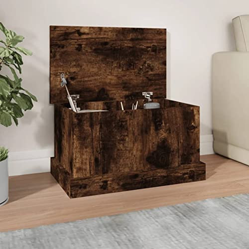 LAPOOH Truhe Räuchereiche 50x30x28 cm Holzwerkstoff Sitzbank Mit Stauraum, Wäschetruhe, Spielzeugkiste, Aufbewahrungstruhe, Aufbewahrung, Jugendzimmer Möbel, Truhenbank Mit Stauraum - 816501