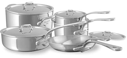 Mauviel M'Urban 4 Tri-Ply Polished Stainless Steel 10-Piece Cookware Set With Cast Stainless Steel Handles, Made In France