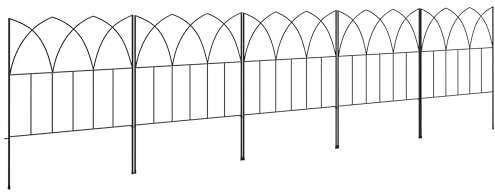 Outsunny Vallas de Jardín 205x45,5 cm Set de 5 Vallas Decorativas para Jardín de Metal Combinación Libre Barrera para Animales para Terraza Patio Césped Negro