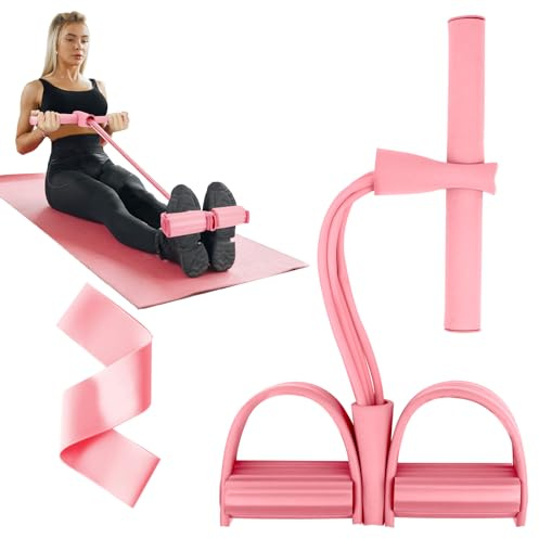 Flintronic Corde de Tension Multifonctionnelle, 4 Tubes Sit-ups Bodybuilding Expander Bandes, Pédale Pull Cordes, Élastique Sport Expander, Pédale de Fitness Bandes de Résistance, Jambe Exerciseur