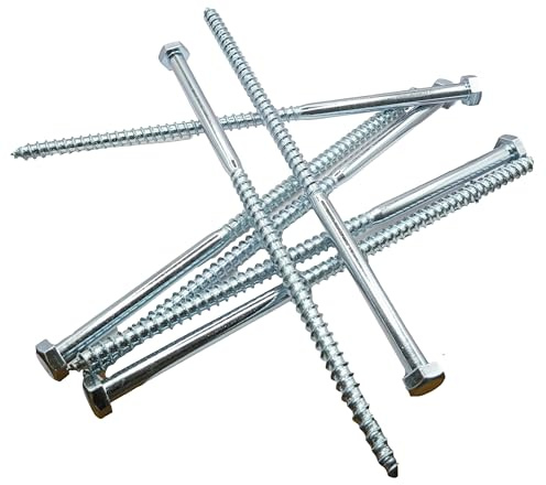 LLB 200 mm M8 für Schlossschrauben, Holz, Sechskantkopf-Breite, 13 mm, Box mit 30 Stück, verzinkte Betonschrauben, Sechskantschlag, Halbgewindeschrauben, Silber, lang, 8 mm x 200 mm