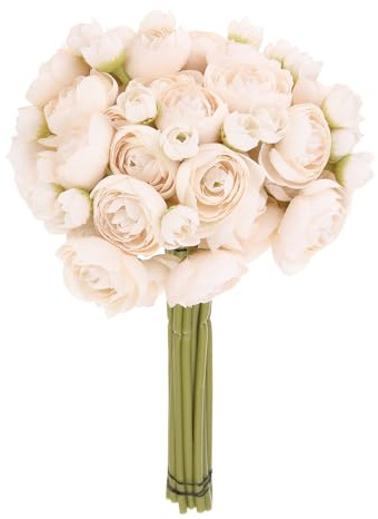 QUARKZMAN Künstliche Ranunkeln, 18 Stück, blassrosa Blumensträuße aus Kunstseide, Blumen für selbstgemachte Blumensträuße, Zuhause, Blumen, Blumenarrangements im Freien