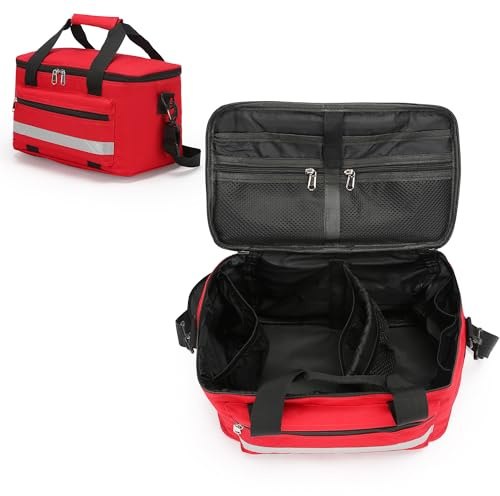 Erste Hilfe Kit Leer Notfallkoffer -Wasserdicht Feuerschutz Verschleißfest Erste Hilfe Tasche Reflektierende Streifen für Reisen, Zuhause, Auto, Wandern, Arbeitsplatz & Outdoor Rot 20 * 22 * 37cm