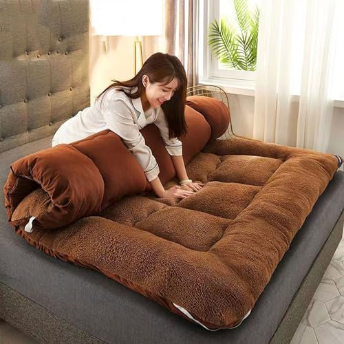 Matratze Gesteppte japanische Klappmatratze für Doppelbetten, weiche Tatami-Bodenmatte zum Schlafen, Camping und minimalistisches Wohnen, aufrollbare Futonmatratze in Grau (200 x 220 cm)