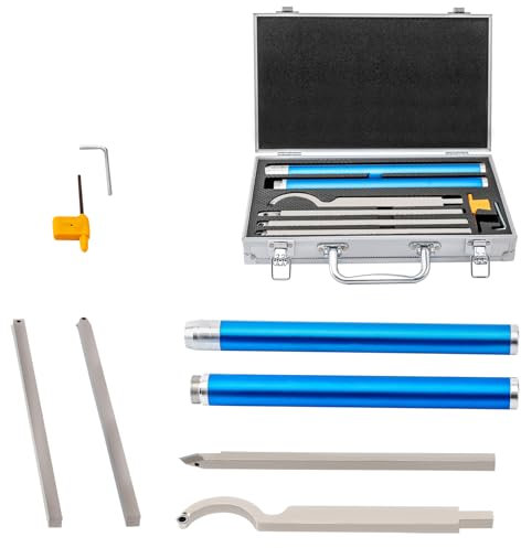 Drechseleisen Set, Hartmetall-Schneidplatten, Drechselwerkzeug-Satz mit Aufbewahrungsbox aus Aluminium, Edelstahlspindel, Verstellbare Drechselmesser, Quadratische, Runde, Diamantform Blätter