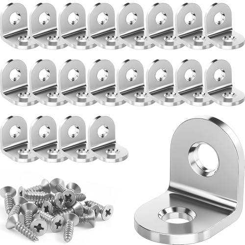 HXJDAM 20 Stück Winkelverbinder 20x20mm Edelstahl Winkel mit Schraube | MetallWinkel 90 Grad, Eckklammern, L-förmig Kleine Winkel Metall für Holz Möbel, Tabelle, Stuhl, Bücherregal