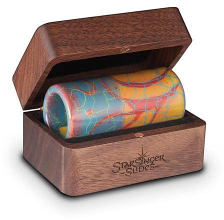 Koru Premium Ceramic Guitar Slide – Earthy Blues & Spirals, Handcrafted (Medium)