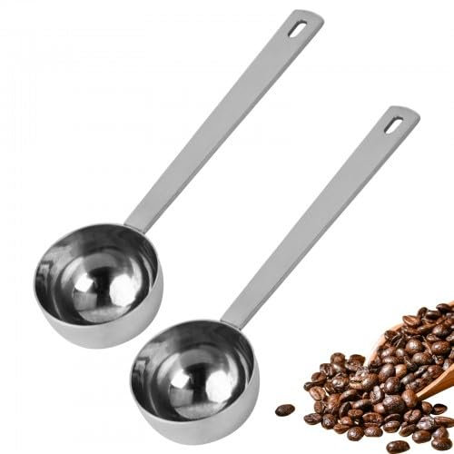Husalsea 2 Cucharas de Café Cuchara de Acero Inoxidable 30 ML Cucharas de Café Para Moler Café Cuchara de Medición Cuchara de Leche en Polvo Cuchara Para Hornear