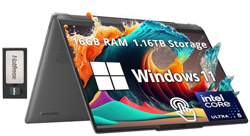 Lenovo Yoga 7i 2-in-1 14 2K Touchscreen Laptop, Intel Ultra 5 125U, 16GB RAM, 1.16TB Storage(1TB SSD +160GB Docking Station Set), Backlit Keyboard, Fingerprint Reader, WiFi 6E, Win 11 Pro, Grey