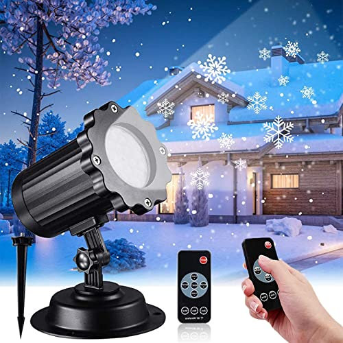 Snowflake Christmas Projector Lights Outdoor Waterproof Snowfall Projector Lights Halloween Xmas New Year Party Decoration Projection Lights with Remote Control