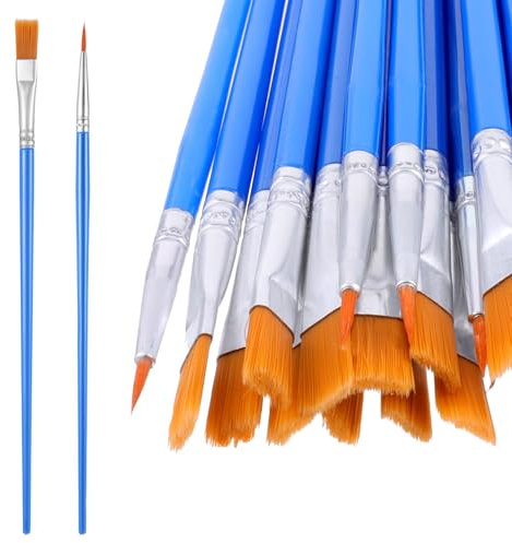 BOHUIZ Set di 30 pennelli acrilici, pennelli sottili, set di pennelli piatti per artisti, in nylon, set di pennelli da pittura, in nylon, per colori acrilici, acquerelli, oli e tempera