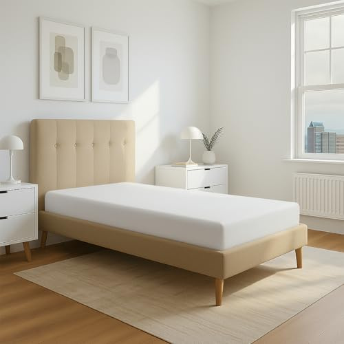 Pizuna Spannbettlaken 80x200-90x200 cm Baumwolle Weiß 800 Fadenzahl | 100% Langstapelige Spannbetttuch, Weiche Mako Satin-Webart passt bis zu 40cm Matratzenhöhe (100% Baumwolle Bettlaken)