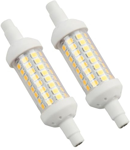 unillea Ampoule R7S LED 78mm Non Dimmable, 6W Blanc Chaud 3200K, Remplacement pour Halogène 80W, Culot Céramique, Sans Clignotement, 2 Pièces, Économie d'Énergie pour Intérieur/Extérieur