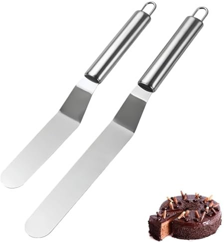 Espátula de repostería de 2 piezas, espátula, espátula, codada, espátula, espátula, repostería, pastelería, espátula, espátula, espátula, acero inoxidable, espátula, para esmaltar, alisar pasta de