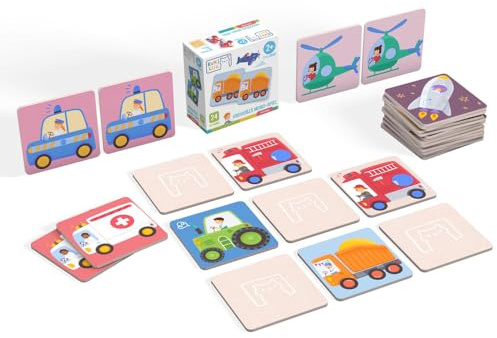 KukiKuk Memory Spiel Fahrzeuge für Kinder ab 2 Jahren – Lernspiel mit großen Karten – Fördert Gedächtnis & Konzentration – Geschenk für Jungen & Mädchen – Pädagogisch wertvoll