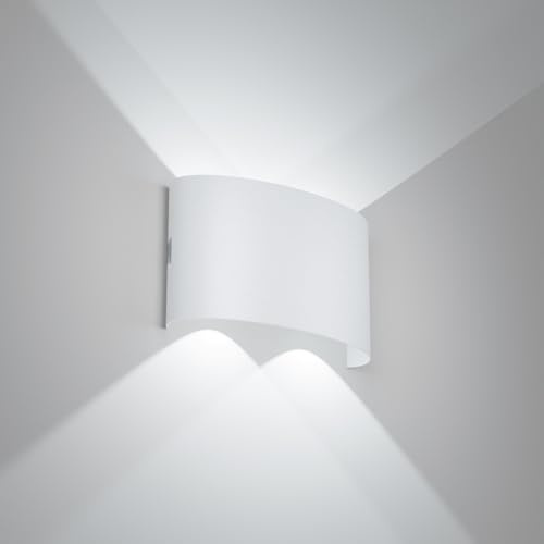 Voltix Applique da Parete LED 12W 1200LM Lampada da Parete Impermeabile per Interni ed Esterni – Lampade da Parete per Interni per Camera da Letto, Soggiorno (Bianco Freddo – 6500K-B, 12W)