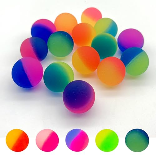 QXCFTW 20pcs Bouncy Balls for Kids Party Bags - Dual Colour Rubber Bouncy Balls, Fun Party Bag Fillers & Goodie Bag Toys for Children's Parties, Carnivals & School Prizes