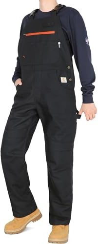 BOCOMAL Men's FR Bib Overall Duck Canvas Fire Resistant/Flame Resistant Workwear Relaxed Fit Unlined