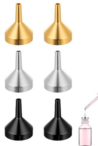 ZEXIJOW Mini Embudos de Aluminio 6 Piezas para Llenar Botellas Pequeñas,Cosméticos Líquidos y Uso en Cocina - Herramienta de Llenado Portátil y Duradera