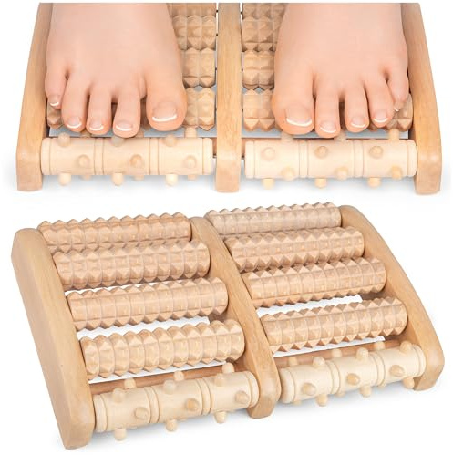 SULPO Fußmassageroller aus Holz – Fußreflexzonen Massagegerät – Gegen Plantarfasziitis & Fußschmerzen – Für Senioren & Sportler