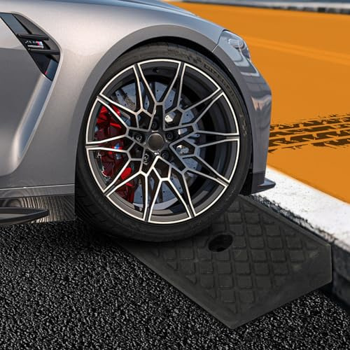 Rampe Di Accesso Per Vialetti Rampe Di Accesso In Gomma Da 2 Capacità 4410 Libbre/2 Tonnellate Rampe Per Veicoli Per Motociclette, Auto, Biciclette, Sedie a Rotelle, 1 Pezzo, Nero