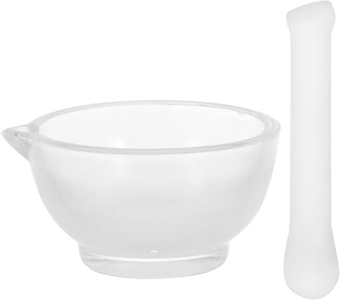 DIYEAH Set Pestello e Ciotola in Vetro 75Mm per Macinare Medicinali e Spezie Fondo Piatto Stabile Attrezzatura da Laboratorio Chimico per Cucina e Farmacia