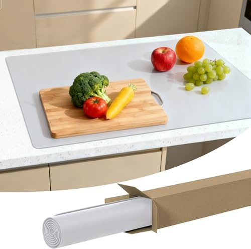 SOSMAR XXL Extra Groß Silikonmatte 90 x 60 cm Arbeitsmatte, Hellgrau | Dicke 1,8mm, Hitzebeständig & Rutschfest Silikon Matte für Küche & Basteln, Malunterlage, Bastelunterlage, Werkbank Matte