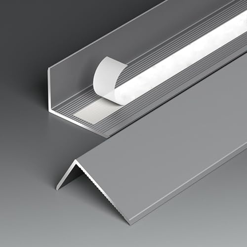 Treppen-Kantenprofil Selbstklebend | 1 Stück 90cm |Stufen-Kantenprofil Aluminium Winkel-Schutzprofil | Winkelprofil Mit Rille(Gray,12x80mm)