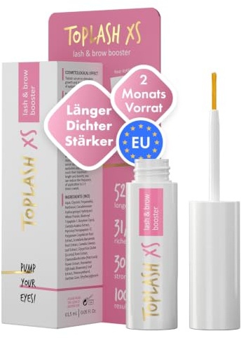 TOPLASH Wimpernserum ohne Hormone – hochdosiertes Wimpern- & Augenbrauenserum für längere, dichtere & vollere Wimpern – hormonfrei, vegan & hautverträglich – Wimpernwachstumsserum 2 ml