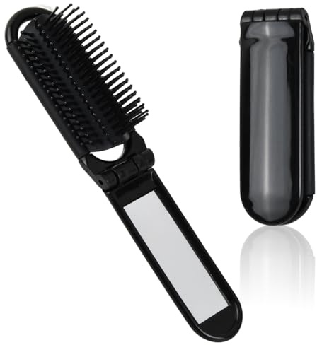 2 Piezas Cepillo de pelo de viaje con espejo, Cepillo de pelo plegable de viaje, mini bolsillo Cepillo de Viaje para gimnasio, viajes, herramientas de peinado