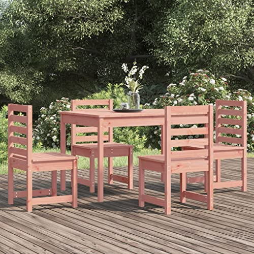 JHQHSM 5-TLG. Garten-Essgruppe aus massivem Douglasienholz für Terrasse und Balkon mit komfortablen Stühlen und robuster Tischplatte, wetterfestes Holz, langlebiges Material,