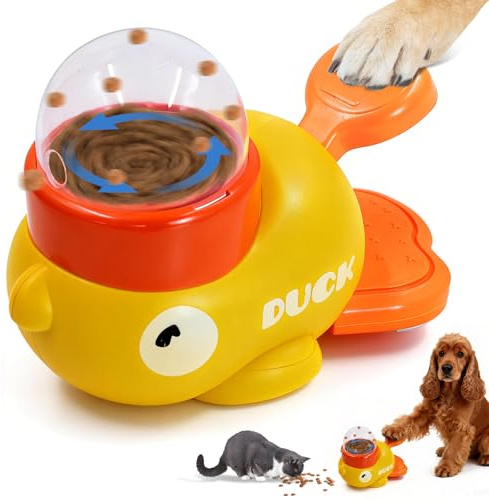 OVBOVA Interactive Dog Treat Dispenser & Puppy Toys, Yellow Duck Slow Feeder with 3 Adjustable Outlets & Anti-Slip Pads - Mental Stimulation Puzzle for Boredom Relief in Small, Medium, Large Dogs
