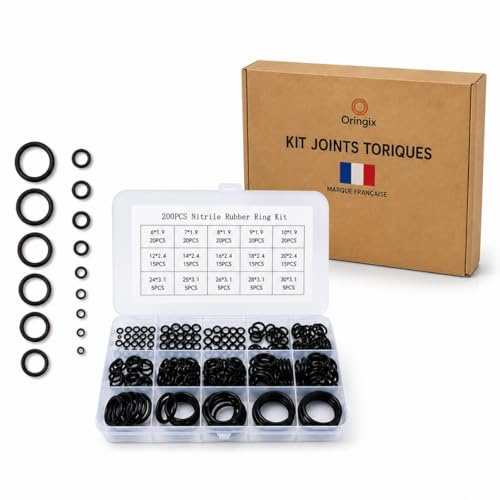 Lot de 200 Joint Torique Caoutchouc 15 Tailles Joint Plomberie Robinetterie | Oringix Coffret 200 Joint plomberie, Joint silicone pour robinetterie et réparations Joint caoutchouc résistant à la pression