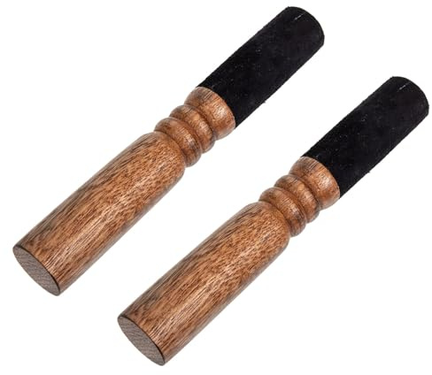 LIOOBO Mazo para Cuenco Sonoro de Madera Dura 2 Piezas 18 Cm Negro para Meditación y Yoga Accesorio de Percusión Tibetano Compacto y Artesanal
