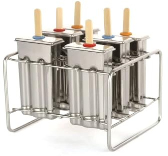 MotiveTech Moule à Esquimaux En Inox Réutilisable Moule à Glace avec Bâtons Multifonction Kit Moules à Esquimaux pour Familles, 6 Moules À Sucettes Glacées À Tête Plate À Double Fente