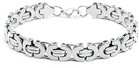 Edelstahl Männer Herren Armband gold silber schwarz Königskette Königsarmband Armkette Hiphop Biker Männerschmuck Geschenk (Silber)