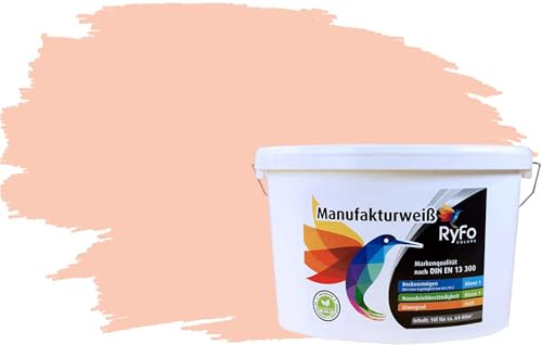 RyFo Colors Bunte Wandfarbe Manufakturweiß Softterracotta 10l - weitere Orange Farbtöne und Größen erhältlich, Deckkraft Klasse 1, Nassabrieb Klasse 1
