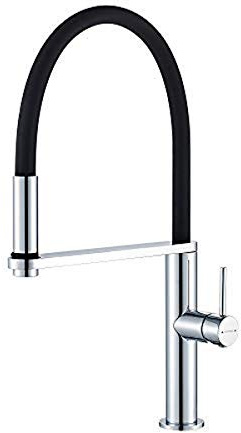 GRIFEMA LYON-G4006 Robinet de Cuisine avec Bec Flexible Noir, Mitigeur de Cuisine Professionnel Haut, Chrome