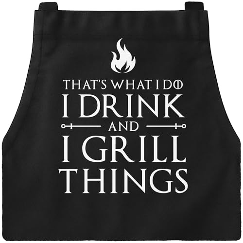 MoonWorks® Grill-Schürze für Männer mit Spruch I drink and I grill things Grillschürze Baumwoll-Schürze Küchenschürze Kochschürze Grillen Barbecue BBQ Fleisch Sommer